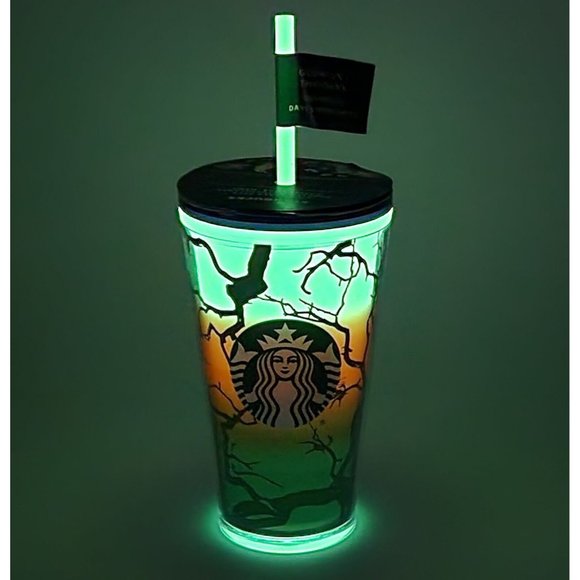 New Starbucks 2022 Fall Halloween Raven’s Perch Glow In The Dark 16 oz Tumbler - Picture 2 of 5